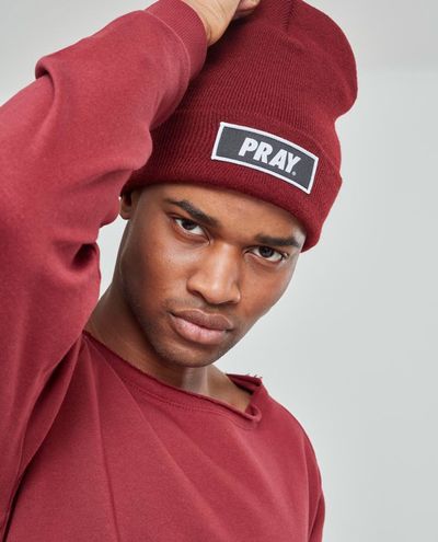 Pray Beanie Wine Red Urban Classics
