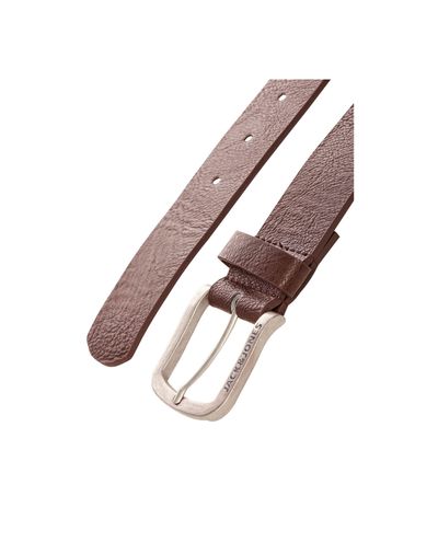 Cintura in pelle sintetica marrone scuro Jack & Jones