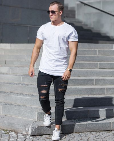 Long Shaped Turnup Tee White Urban Classics