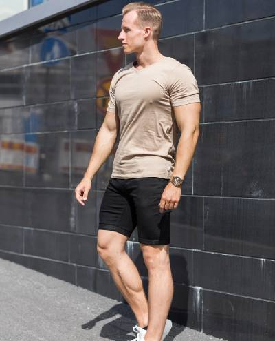 Basic V-Neck T-Shirt Beige Jack & Jones