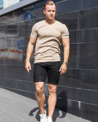 Basic V-Neck T-Shirt Beige Jack & Jones