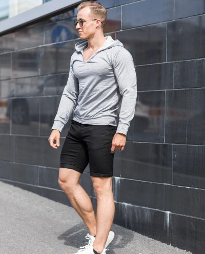 V-Neck Hoodie Gray Jerone V-Neck Hoodie Gray Jerone