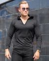 V-Neck Hoodie Black Jerone