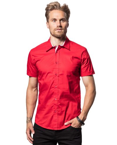 Red Short Sleeve Dress Shirt Carisma