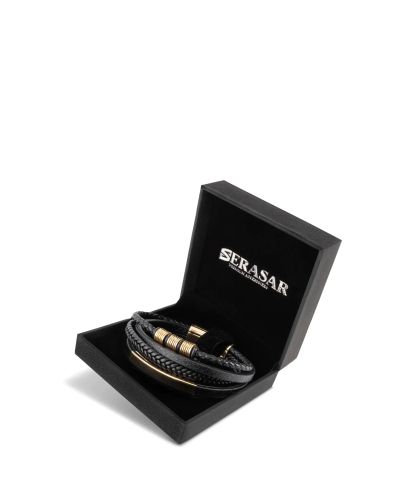 Brave Leather Bracelet Stainless Steel Gold Serasar