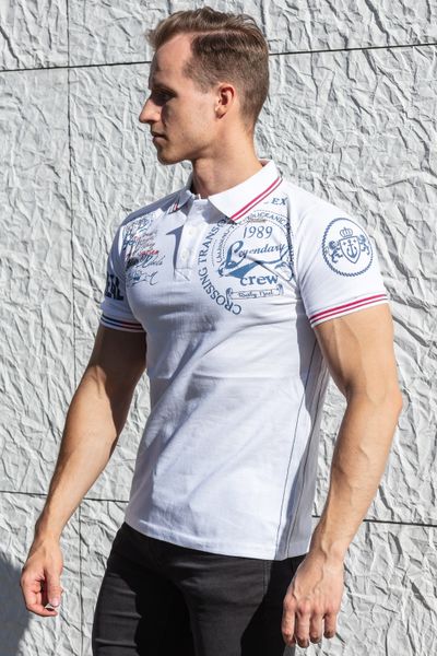 White Poloshirt with Back print Rusty Neal