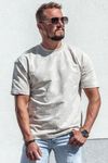 All Over Logo Print Beige T-Shirt Oversize Aarhon