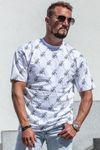 All Over Logo Print White T-Shirt Oversize Aarhon