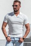 Short sleeved plain knitted polo shirt White FRILIVIN