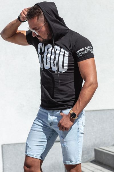 Hooded Black Print t-shirt Jerone Hooded Black Print t-shirt Jerone