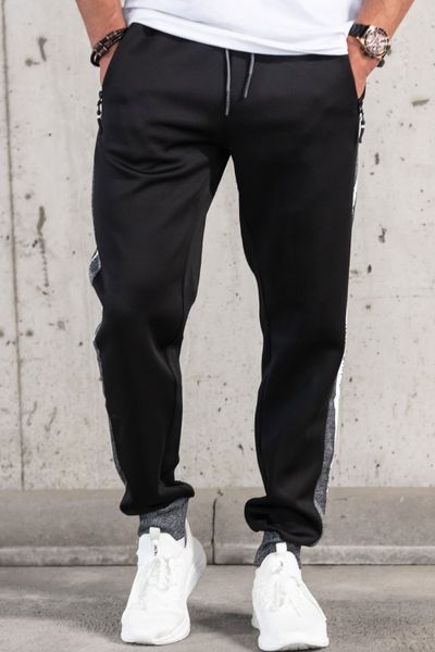 pantaloni della tuta slip-on da uomo neri con righe laterali
