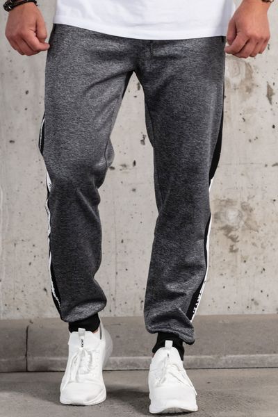 pantaloni della tuta slip-on da uomo grigi con strisce laterali