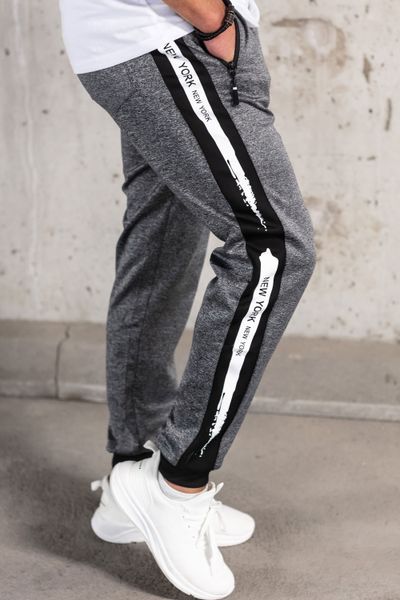 pantaloni della tuta slip-on da uomo grigi con strisce laterali
