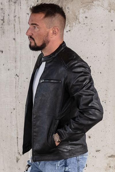 giacca uomo in ecopelle nera biker