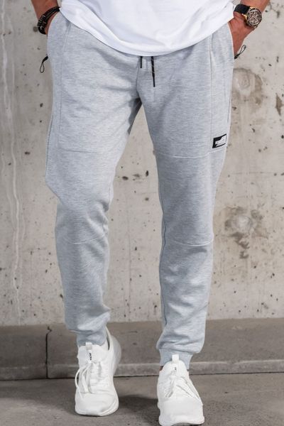pantaloni da uomo grigi con tasche con cerniera