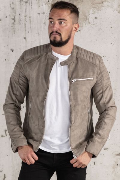 Giacca da uomo in pelle scamosciata grigio marrone