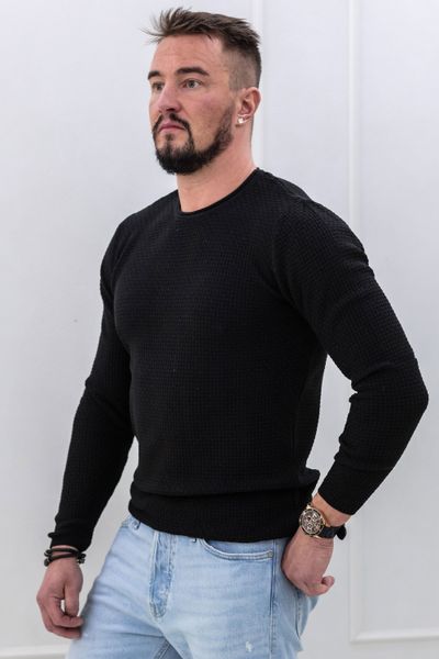 maglia strutturata nera da uomo