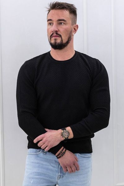 maglia strutturata nera da uomo