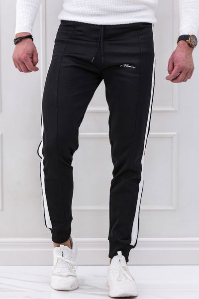 Pantaloni della tuta neri con strisce bianche