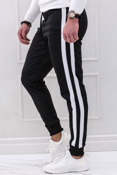 Pantaloni della tuta neri con strisce bianche