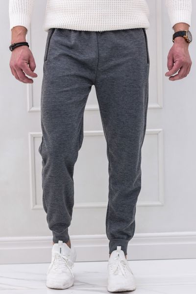 pantaloni da uomo grigi con tasche con cerniera