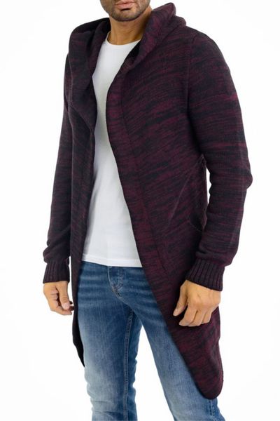 cardigan aperto bordeaux da uomo