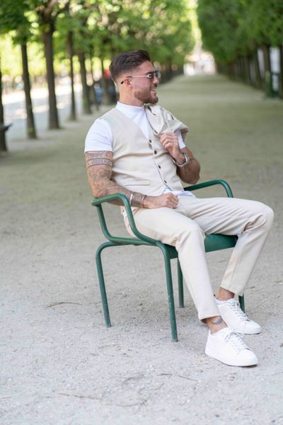 Pantaloni beige elasticizzati dritti da uomo FRILIVIN
