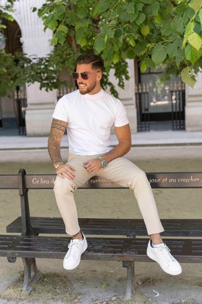 Pantaloni beige elasticizzati dritti da uomo FRILIVIN