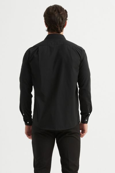Camicia con colletto a quadri tartan Comfort Fit nera Jerone