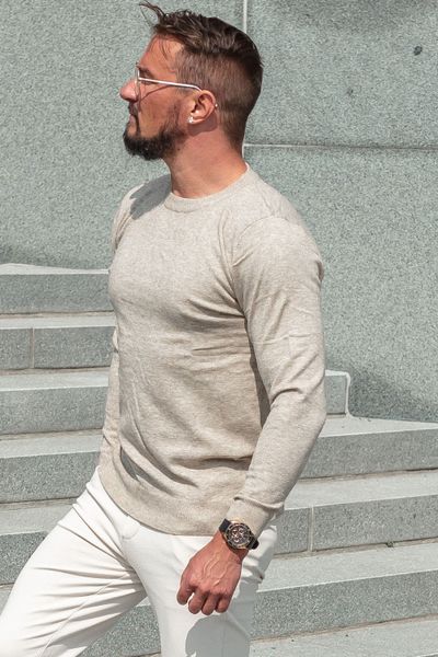 Maglione beige con tocco di cashmere JERONE