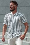 Camicia a maniche corte strutturata a righe da uomo
