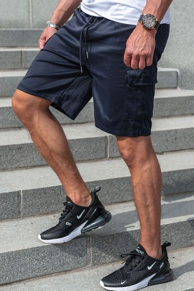 Pantaloncini da college blu scuro da uomo