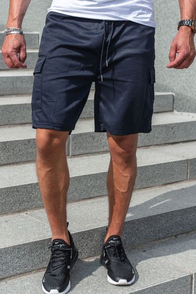 Pantaloncini da college blu scuro da uomo