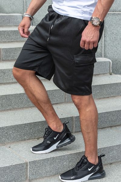 Pantaloncini da college neri da uomo
