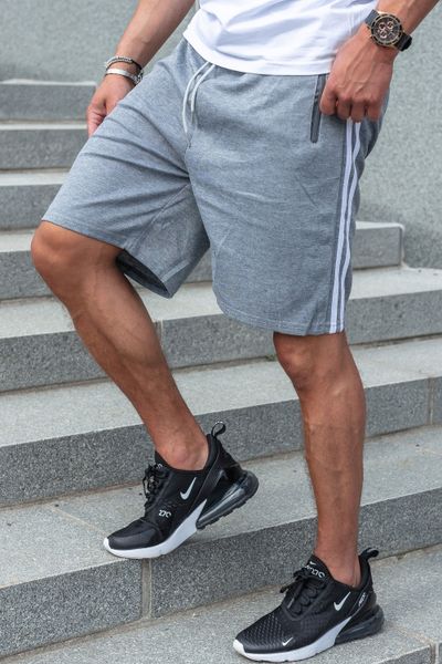 Pantaloncini grigi con strisce laterali e tasche con cerniera