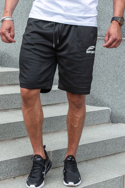 Pantaloncini da uomo neri con tasche con cerniera