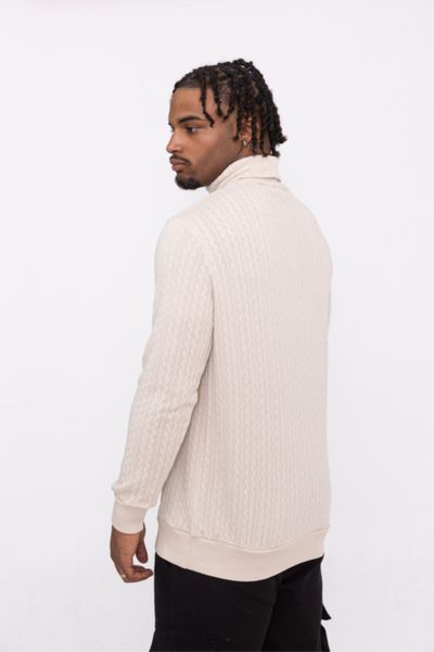 Maglione a collo alto beige leggero strutturato AARHON