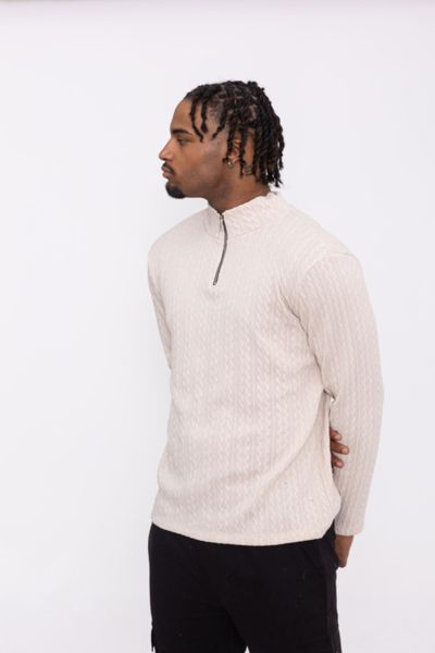 Maglione beige strutturato con zip AARHON