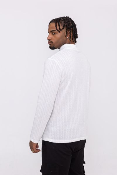 Maglione bianco strutturato con zip AARHON