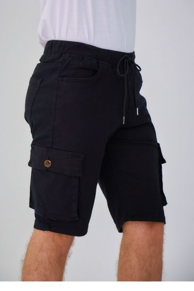 Pantaloncini neri elasticizzati da uomo con tasche laterali JERONE