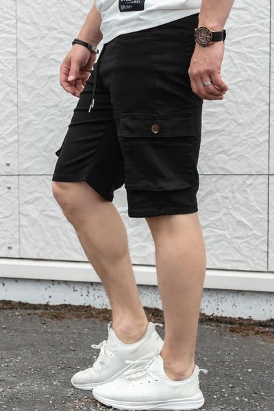 Pantaloncini neri elasticizzati da uomo con tasche laterali JERONE
