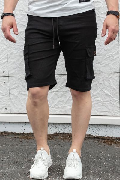 Pantaloncini neri elasticizzati da uomo con tasche laterali JERONE