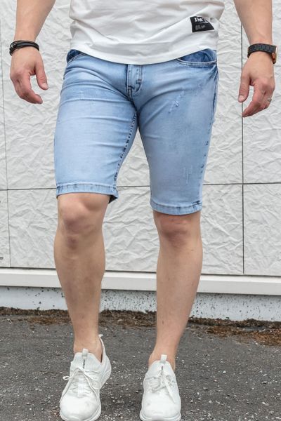 Pantaloncini di jeans azzurri con nastro decorativo JERONE