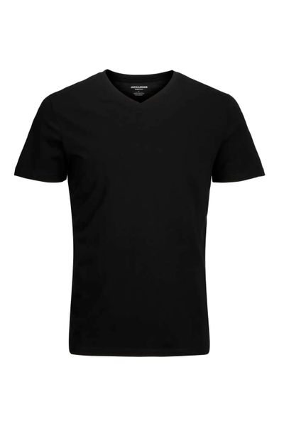T-shirt in cotone nero con scollo a V Jack&Jones