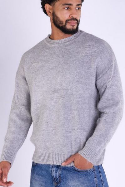 Maglione morbido grigio con superficie irregolare Jerone