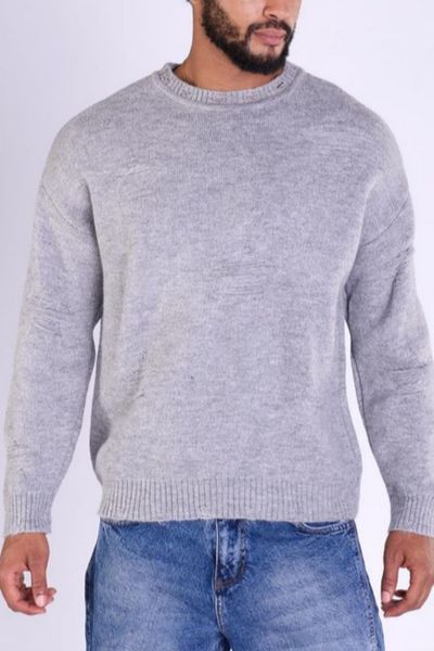 Maglione morbido grigio con superficie irregolare Jerone Maglione morbido grigio con superficie irregolare Jerone