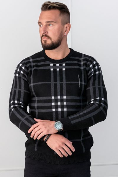 Maglione nero a quadri rotti Jerone Maglione nero a quadri rotti Jerone