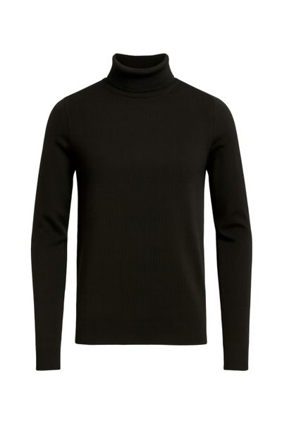 Maglione elasticizzato nero con collo a polo JERONE Maglione elasticizzato nero con collo a polo JERONE
