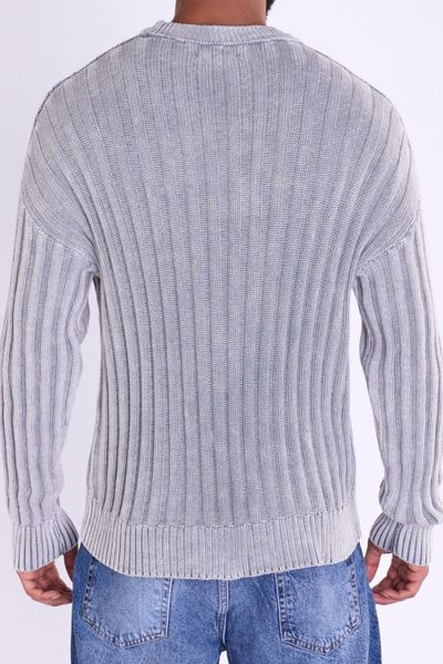 Maglione morbido grigio con righe verticali JERONE