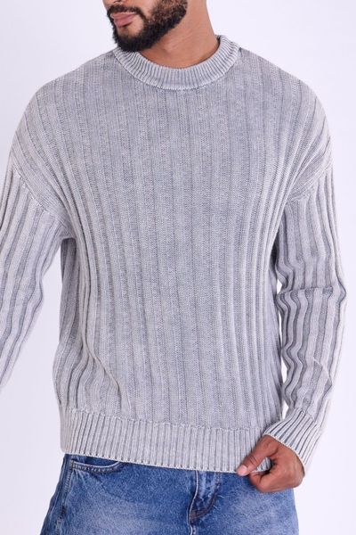 Maglione morbido grigio con righe verticali JERONE